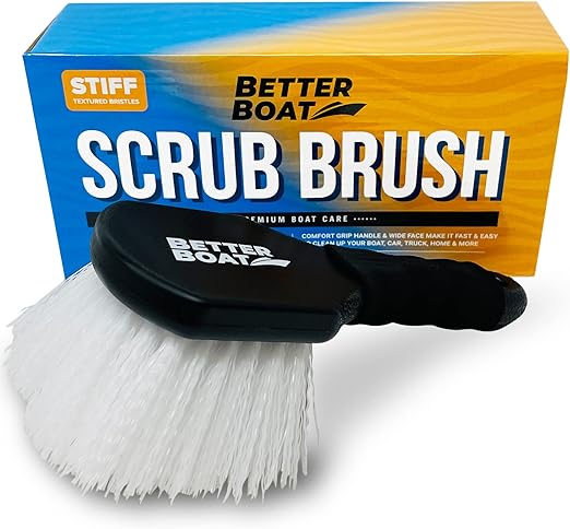 Stiff Hand Scrub Brushes for Cleaning Heavy Duty Utility Outdoor Scrub Brush with Handle All Purpose Boat & Car Small Cleaning Brush & Bathroom Bathtub Shower Tub Wheel & Tire Scrubber -Short Handled