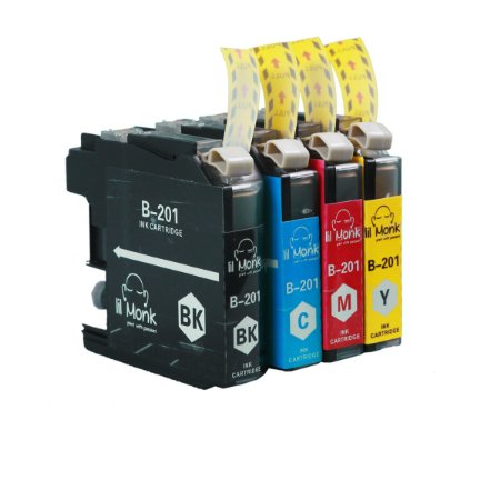 lil Monk 4 Pack Brother LC 201xl ink cartridges (1 Black, 1 Cyan, 1 Magenta, 1 Yellow) Compatible with BROTHER MFC-J460DW, MFC-J480DW and Many More | Don't Miss Special Offers Section for Daily Offers