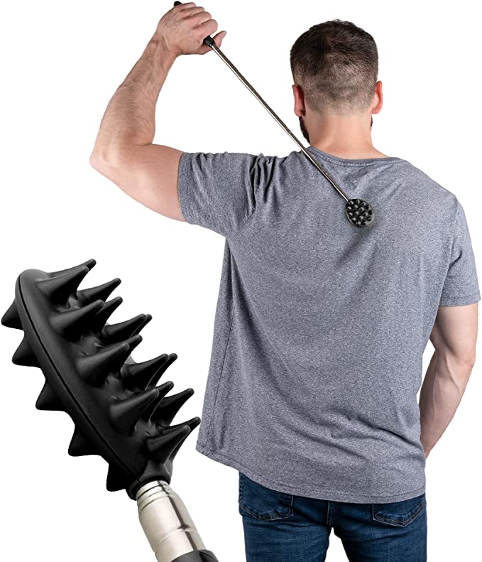 Cactus Back Scratcher On a Stick -Back-Neck-Head-beard-body-Pets-16 Spikes per Side -Dual Sided-Aggressive & Milder Spikes-Strong ABS Plastic - 25? Full to 8.5" Compact - Sturdy Metal Retractable