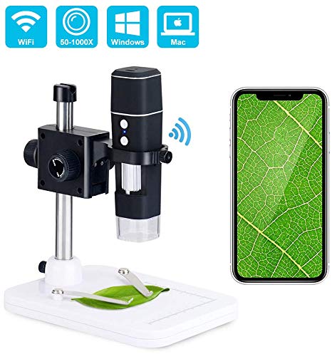 DEPSTECH WiFi 50X to 1000X Microscope,Portable 2 in1 Function USB 2.0 Digital Magnification Endoscope,Wireless Inspection Camera with 8 Adjustable LED Lights Working for iOS Smartphone,Android Smart