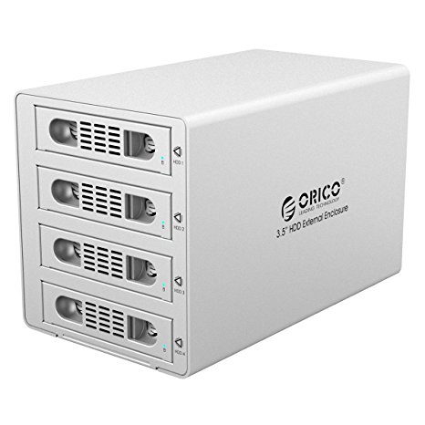 ORICO Aluminum 4 Bay 3.5 inch Hard Disk Drive Case HDD RAID Enclosure ,USB 3.0 & eSATA Support UASP and SATA III 6.0Gbps Speed (3549RUS3)
