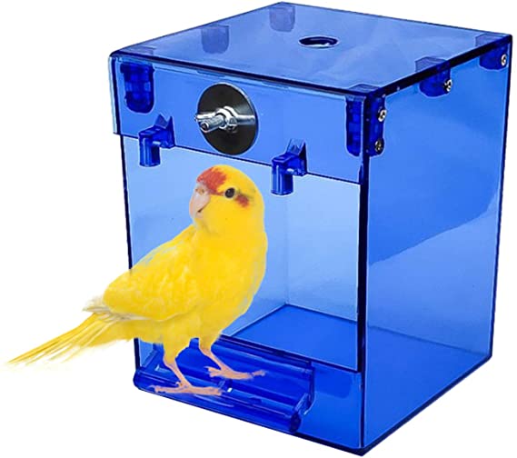 kathson Parrot Bath Box Bird Hanging Bathtub Tube Shower Box Bowl Cage Accessory for Pet Birds Canary Parakeets Budgies Lovebirds