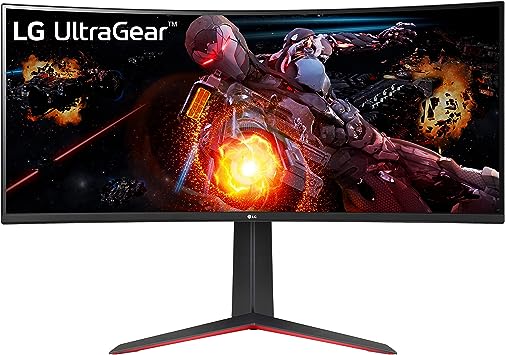 LG 34GP63A-B 34" Curved Ultragear QHD (3440 x 1440) HDR 10 160Hz Gaming Monitor with Tilt/Height Adjustable Stand, AMD FreeSync Premium, Display Port and HDMI, Black, BROAG 64GB Flash Drive