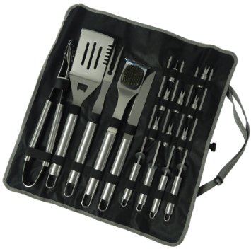 SimplistexTM - Stainless Steel BBQ Grilling Tool Set - Complete 17 Piece Barbecue Kit W/ Carry Bag!