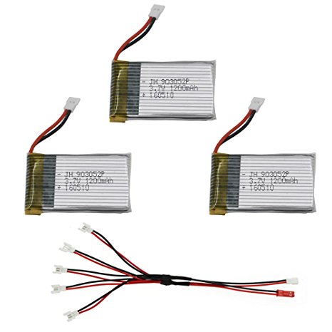 3pcs 3.7V 1200mAh Li-po Battery and 5 In 1 Charger Cabel for Syma X5SW X5SC RC Quadcopter