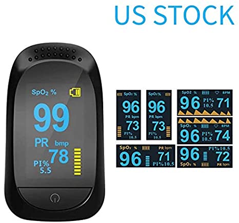 Pulse Oximeter Fingertip, Blood Oxygen Saturation Monitor for Pulse Rate with Lanyard (Black)