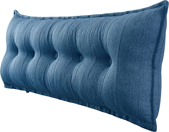 WOWMAX Rectangular Headboard Pillow Bolster Pillow for Bed Back Rest Pillow for Sitting in Bed Daybed Pillows Back Support Pillow for Bed Reading Pillow Blue Queen