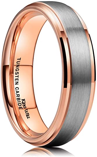 King Will Duo Unisex 5mm 6mm 7mm 8mm 18k Rose Gold Plated Tungsten Carbide Ring Two Tone Wedding Band