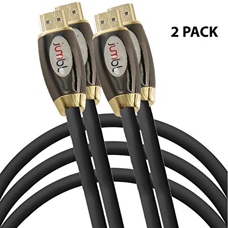 Jumbl 2 Pack High-Speed HDMI Category 2 High-End Cable, Metal Shell, OFC and CL3 Rated (25 Feet) Supports 3D Resolution, Ethernet, 1080P and Audio Return - Black