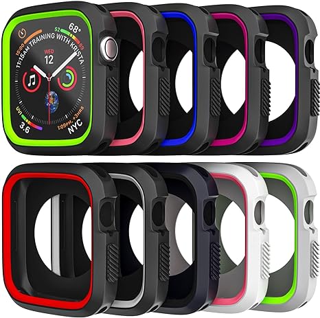 D & K Exclusives Shockproof Case Compatible with Apple Watch Series 8 Series 7 [NO Screen Protector] Protective Sport Bumper Cover for iWatch 41mm Women Men Kids GPS, 10-Pack, Multi Colors