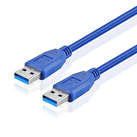 TNP USB 3.0 Cable A-Male to A-Male (6 FT) Type A to A Male SuperSpeed USB Adapter Connector Coupler Bi-Directional Extension Cord Wire Plug - Blue