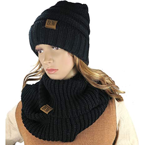 Knit Infinity Loop Scarf And Beanie Hat Set, Warm For The Winter In 6 Colors By Debra Weitzner