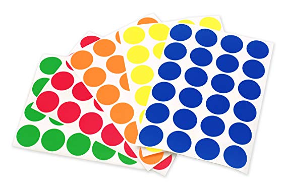 ChromaLabel 3/4 inch Color-Code Dot Labels on Sheets | 5 Assorted Colors | 1,200/Variety Pack (Standard)