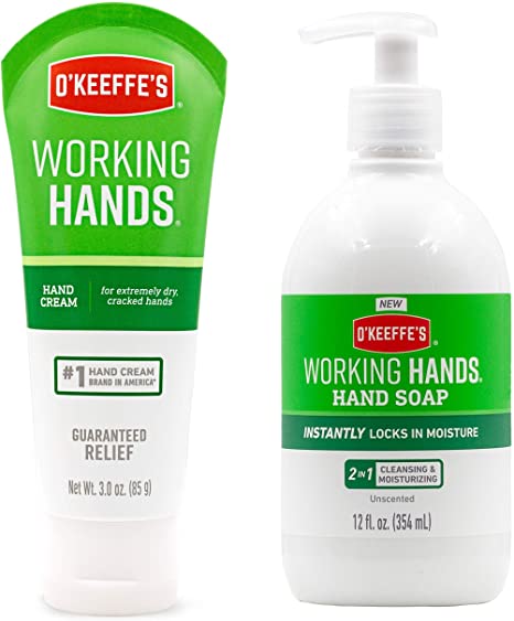 O'Keeffe's Working Hands Hand Cream 3 Ounce Tube and Working Hands Moisturizing Hand Soap 12 Ounce Pump