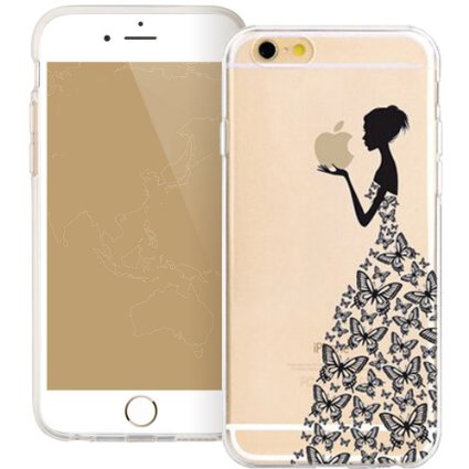 iPhone 6 Clear Case, iPhone 6s Cover ,UCMDA Ultra Thin Slim Soft Flexible TPU Gel Silicone Crystal Transparent Anti-Scratch Shock Proof Protective Back Bumper Skin Shell for Apple iPhone 6/6s -4.7" [Butterfly Wedding Dress]