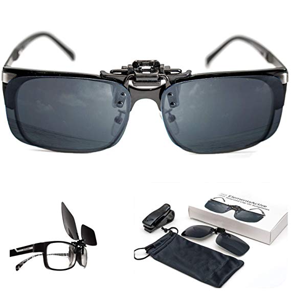 ElementsActive Men's Polarized Clip-on Driving Sunglasses with Flip Up Function black