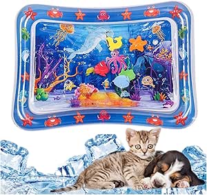 Cat Water Play Mat - Water Sensor Play Mat for Cats, Thickened Water Sensor Play Mat for Cats, Water Sensory Playmat with Fish for Pet Baby Play, Water Sensor Mat, Feel Cool Comfort (Dolphin)