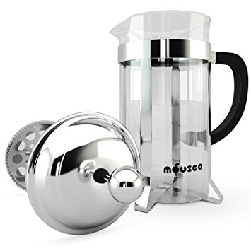 Miusco Heat Resistant Borosilicate Glass French Press Coffee Tea & Espresso Maker, 1 Liter 34 Oz