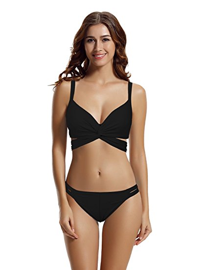 Zeraca Women's Wrap Halter Criss cross Bikini Bathing Suits