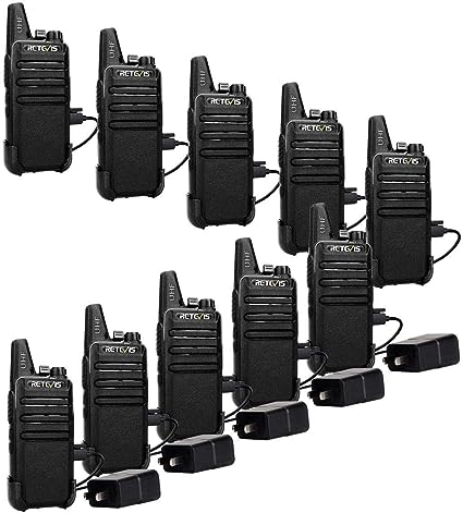 Retevis RT22 2 Way Radios Long Range Rechargeable 16 Channel FRS Small VOX Hands-Free Two Way Radio Walkie Talkies(10 Pack)