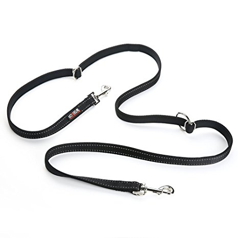 DO&CA European Dog Leash Multifunction 6 Way in One Leash Adjustable 3ft to 6.6ft Train Lead Reflective