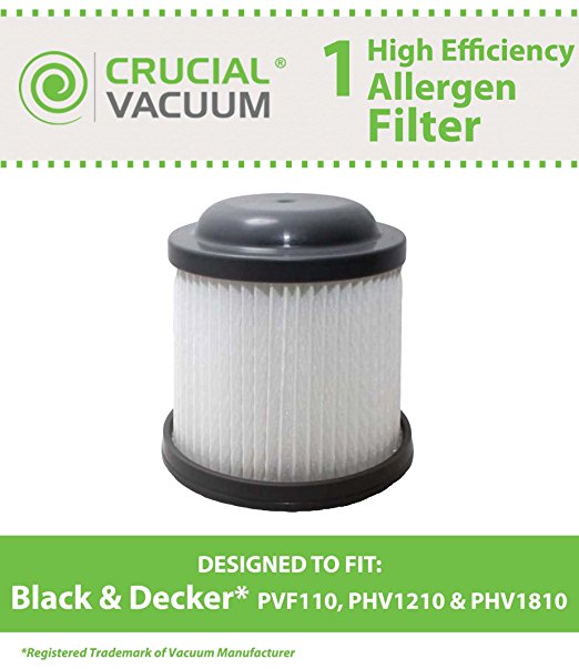 Replacement for Black & Decker Filter Fits PVF110, PHV1210 & PHV1810 Vacuums, Compatible With Part # 90552433, Washable & Reusable, By Think Crucial