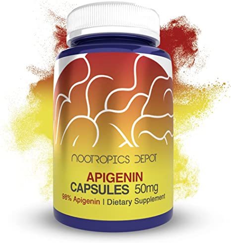 Nootropics Depot Apigenin Capsules | 50mg | 60 Count | &gt;98% Apigenin | Supports Healthy Stress Levels