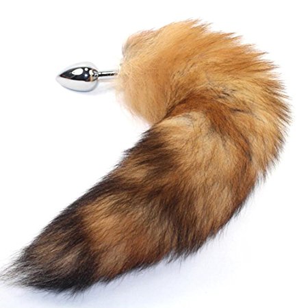 FST Small Size Stainless Steel Anal Plug with Wild Fox Tail, Anal Tail Sex Toys, Butt Plug Anal Stimulator for Women