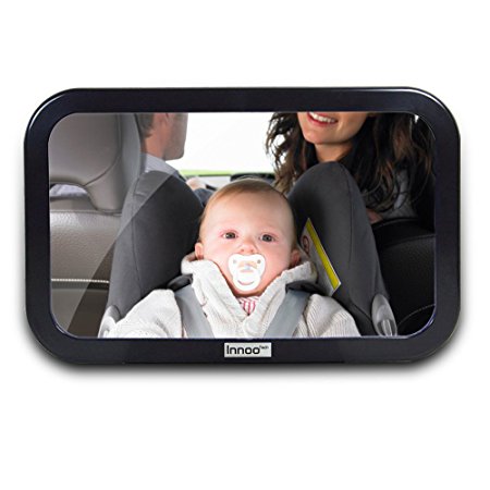 Innoo Tech Baby Car Mirror - Shatterproof Tested - Easily See Your Kid in the Backseat - Baby Backseat Mirror - Baby In Car Sign and Cleaning Microfiber Cloth Included