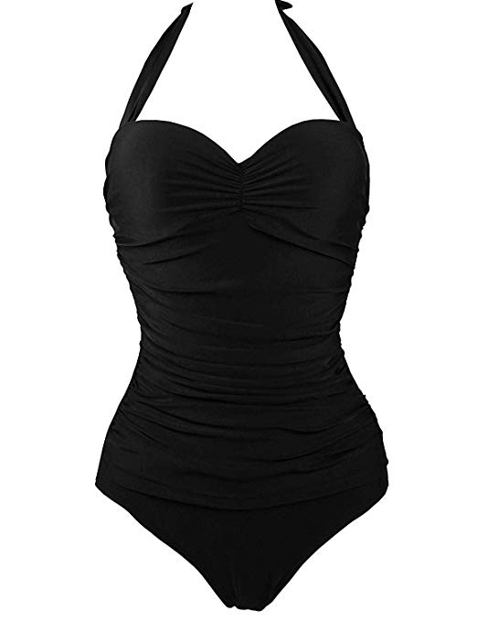 ATYPE Womens One Piece Swimsuits Tummy Control Swimwear Shirred Push Up One Piece Bathing Suit
