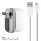 Belkin USB Swivel Home and Wall Charger with Lightning Cable for iPhone 6S  6S Plus iPhone 6  6 Plus iPhone 5  5S iPad Pro iPad 4th Gen iPad mini 4 iPad mini 3 iPad mini 2 iPad mini iPod touch 5th Gen and iPod nano 7th Gen 21 Amp  10 Watt