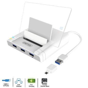 UNITEK USB 3.0 3 Port Hub   Docking Station for Microsoft Surface 3   OTG Adapter   RJ45 10/100/1000 Gigabit Ethernet Adapter, Support BC1.2 Charging for Windows Android Tablet, Smartphone Ultrabook