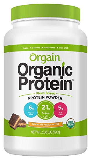 Orgain Organic Plant Based Protein Powder, Chocolate Peanut Butter, 2.03 Pound, 1 Count, Vegan, Non-GMO, Gluten Free, Packaging May Vary