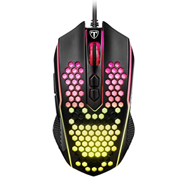 Pictek Honeycomb Gaming Mouse, Rgb Wired Mouse 8000 DPI Adjustable, 8 Programmable Buttons - Electronic Games