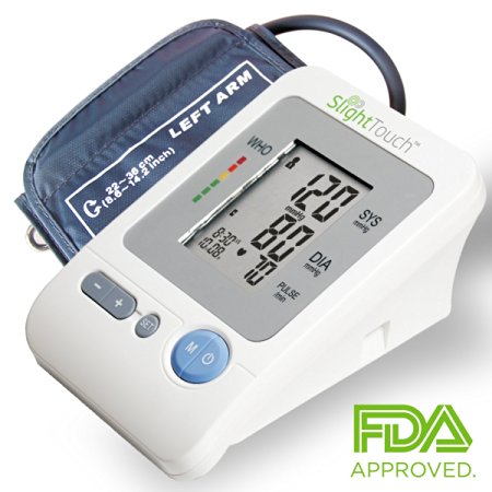 Slight Touch FDA Approved Fully Automatic Upper Arm Blood Pressure Monitor Large Cuff (11.8"-16.5") ST-402 Batteries and Case Included