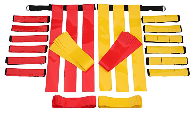 Flag Football Belts Adult - Durable 14 Player Velcro Flag Football Set of Belts and Flags Includes 3 Flags Per Belt Plus a Bonus 6 Replacement Flags (62 Piece Kit)