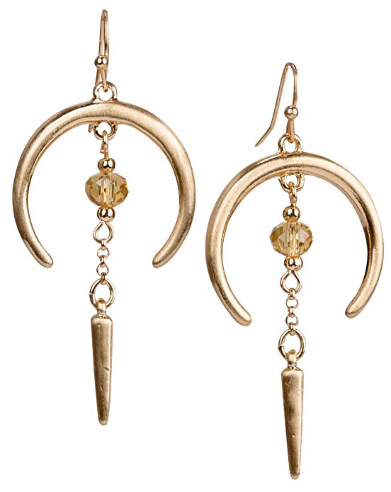 SPUNKYsoul Earrings Crescent Horn and Faceted for Women