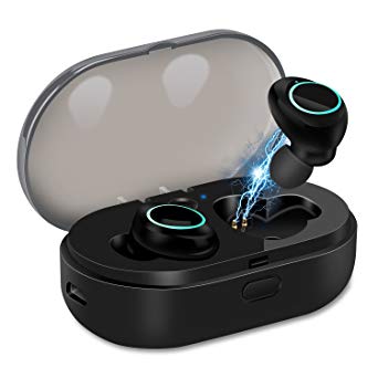 U-ROK Bluetooth 5.0 Wireless Earbuds with 800mAh Charging Case, Touch Control Sports Earphones in-Ear IPX5 Waterproof HD Stereo Sweatproof Headphones with Built-in Mic for Running, Exercise and Gym (Black)