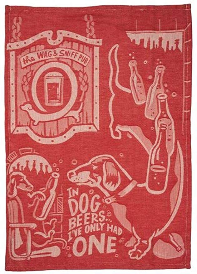 Primitives by Kathy Jacquard Dish Towel - in Dog Beers I've Only Had One