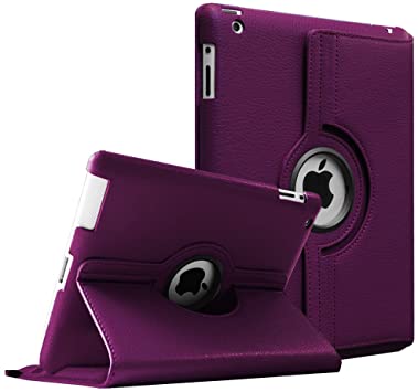 Fintie Rotating Case for iPad 4 3 2 (Old Model) - 360 Degree Rotating Smart Stand Protective Cover with Auto Wake/Sleep for iPad 4th Gen with Retina Display, iPad 3 & iPad 2, Purple