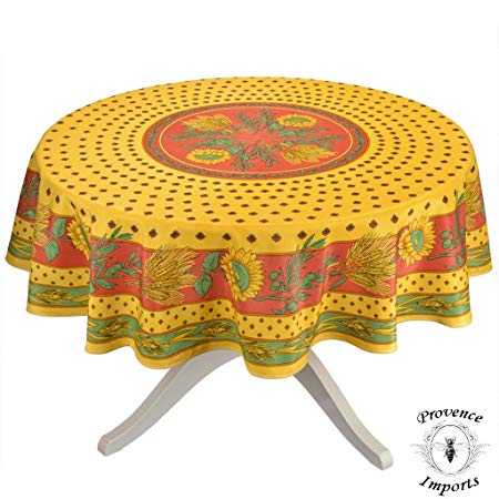 Tournesol Red/Yellow French Provencal Tablecloth - Round