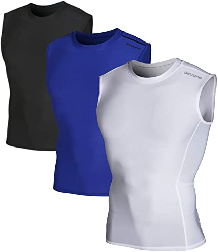 DEVOPS 2~3 Pack Men's Athletic Compression Shirts Sleeveless