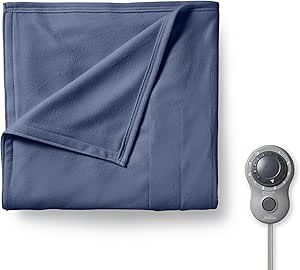 Sunbeam Royal Ultra Admiral Blue Heated Blanket 12 Heat Settings Auto-Shut Off Machine Washable Twin