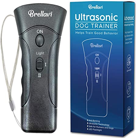 Brellavi Ultrasonic Anti-Bark Dog Training Equipment and Barking Control Device, Electronic Clicker Trainer for Walking, Jogging, and Aggressive Behavior, Handheld and Portable