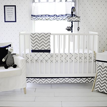 My Baby Sam Out of The Blue Crib Set, Navy/Gray