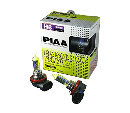 PIAA 18535 H8 Plasma Ion Yellow Bulb, Twin Pack