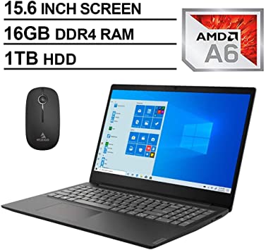 2020 Newest Lenovo IdeaPad S145 15.6 Inch Laptop| AMD A6-9225 up to 3.1GHz| 16GB DDR4 RAM| 1TB HDD| WiFi| Bluetooth| HDMI| Windows 10 Home S| Black   NexiGo Wireless Mouse Bundle