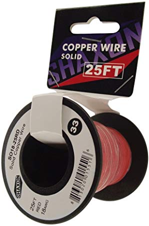 Shaxon SO18-25RD Solid Copper Wire on Spool, 25-Feet, Red