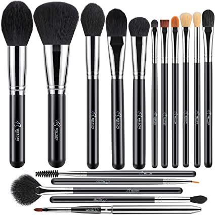 Makeup Brushes Set, BESTOPE 16 PCs Makeup Brush Set Premium Synthetic Brush Blending for Face Foundation Powder Blush Concealers Eyeshadow Lip Cosmetic Make Up Brushes Kit - Sliver