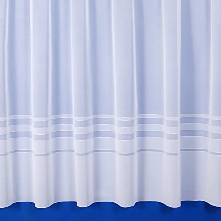 Leanne Semi-Plain Net Curtain In White - Sold By The Metre - 48" (121cm) Drop